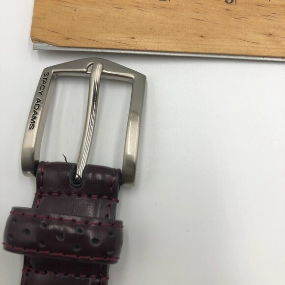 Stacy Adams Men's Burgundy Brown Geniune Leather Belt 46 Inch - Picture 9 of 11